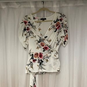SUCREFAS floral wrap blouse Sz XL
